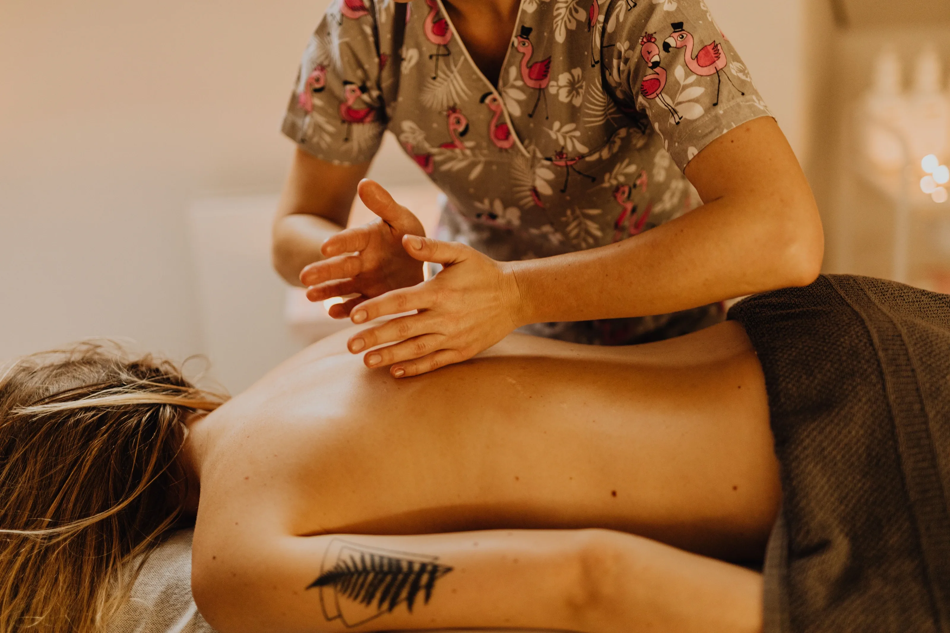 Therapist giving a relaxing back massage